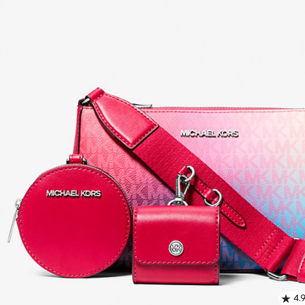 MICHAEL KORS Jet Set Small Ombré Signature Logo Crossbody Case Apple Airpods Pro - Picture 4 of 16